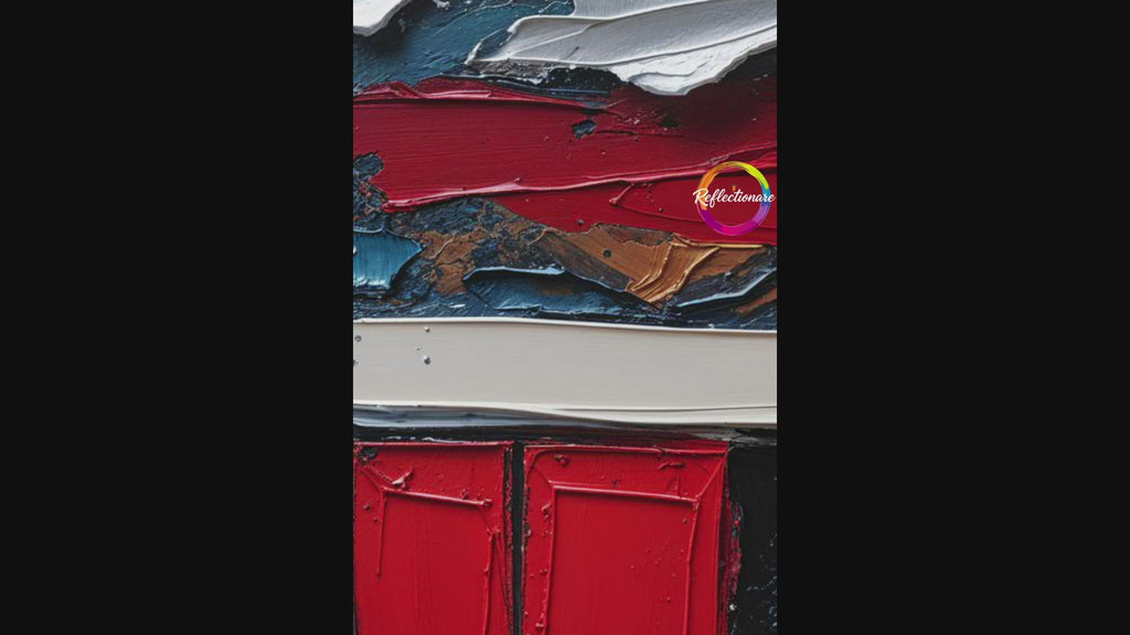 Abstract Composition Impasto Oil Painting Print – Modern Textured Geometric Art
