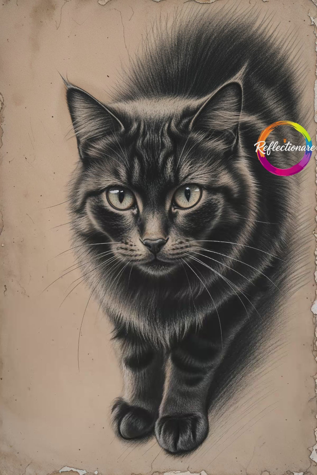 Vintage Cat Portrait Art Print | Retro Animal Wall Decor