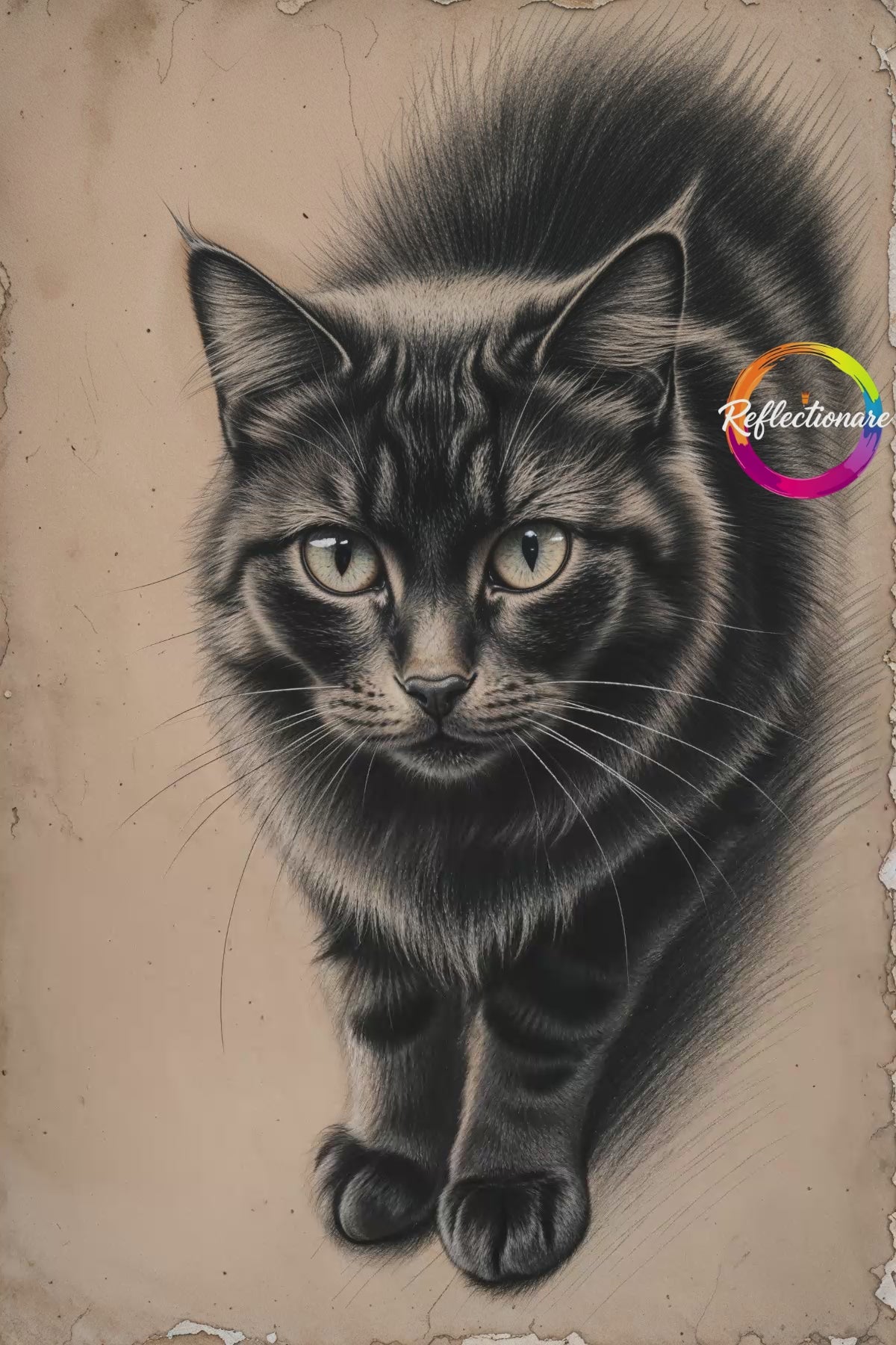 Vintage Cat Portrait Art Print | Retro Animal Wall Decor