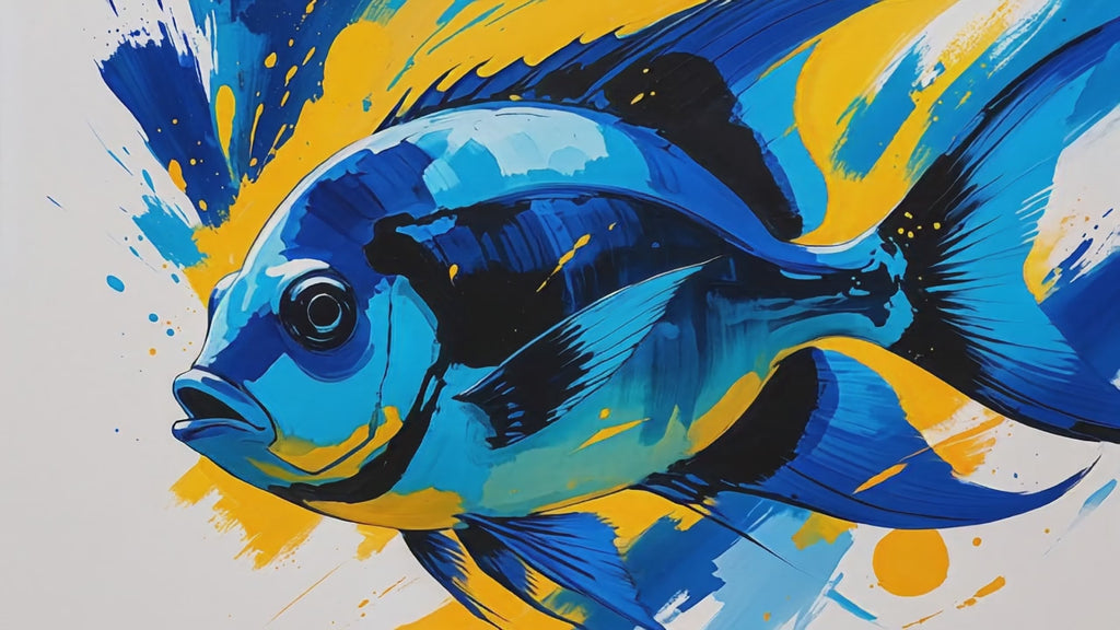 Abstract Blue Fish Poster | Digital Download