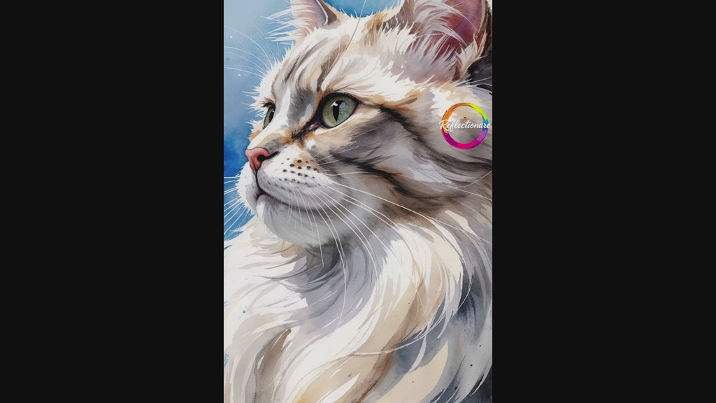 Watercolor Maine Coon Cat Art Print | Digital Download