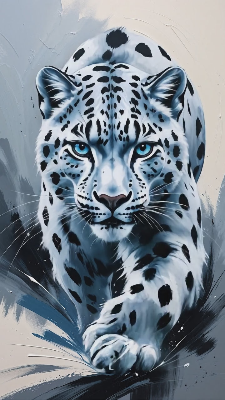 Abstract Snow Leopard Digital Art Print | Modern Wildlife Wall Decor